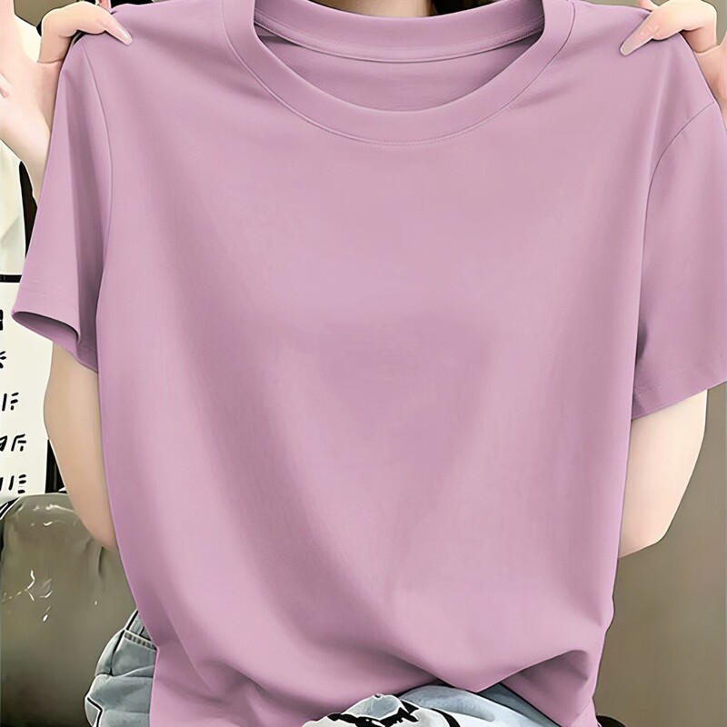 Pure Cotton T-Shirt Short-Sleeve T-Shirt for Women, Summer Plus Size for Plus-Size Women, Middle-Aged Mom Style, Loose Fit, Regular Shoulder, Slimming, Solid Color Top Pure Cotton T-Shirt Short-Sleeve T-Shirt for Women, Summer Plus Size for Plus-Size Women, Middle-Aged Mom Style, Loose Fit, Regular Shoulder, Slimming, Solid Color Top