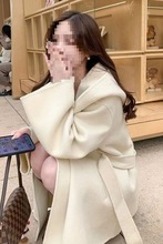 韩系斗篷大衣2025小香风秋冬新款高级宽松气质双面毛呢外套短款