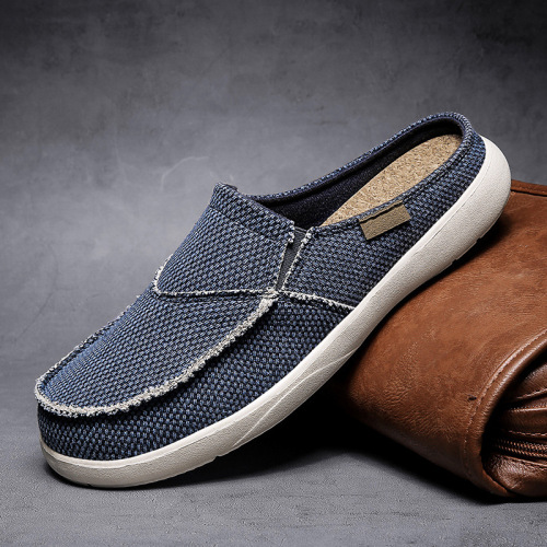 Wide-size lazy shoes, half slippers, lightweight summer men's casual cap-toe slip-on shoes, durable driving shoes