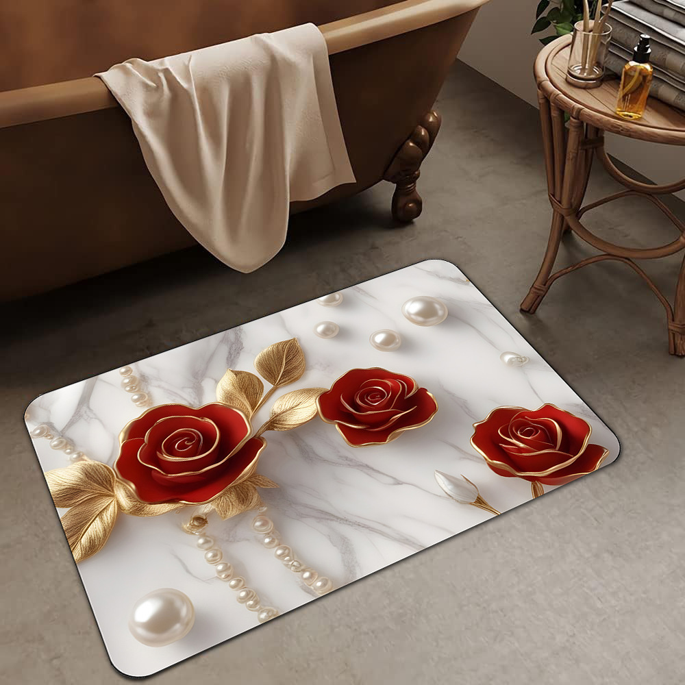 Alfombrilla de barro de diatomeas de flores tridimensionales de lujo ligero transfronterizo, alfombrilla de baño, alfombrilla de pie absorbente y antideslizante para el hogar, alfombrilla de entrada