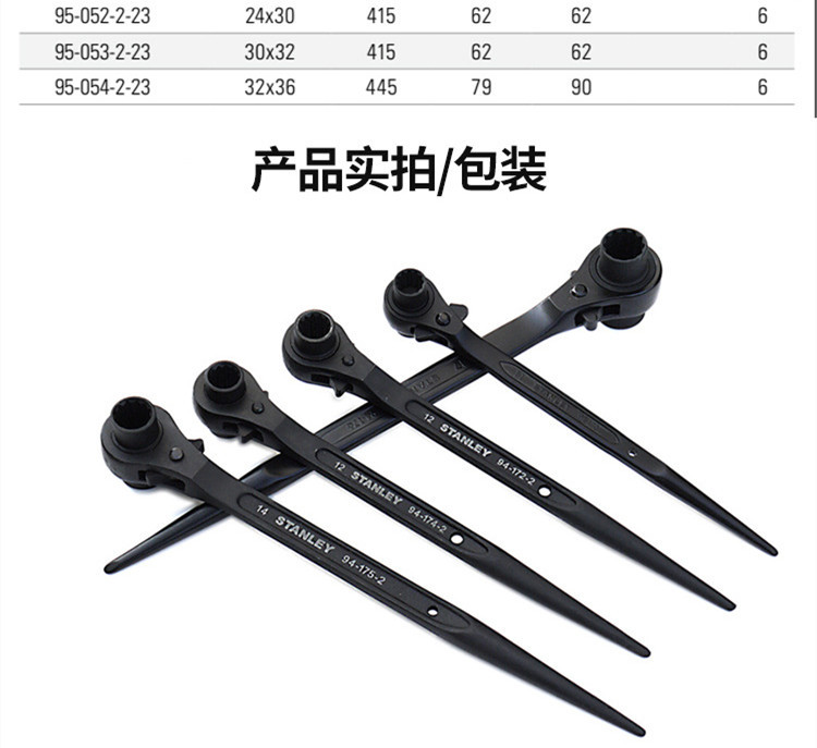 史丹利（STANLEY） 公制双口尖尾棘轮扳手19x22mm 95-051-2-23