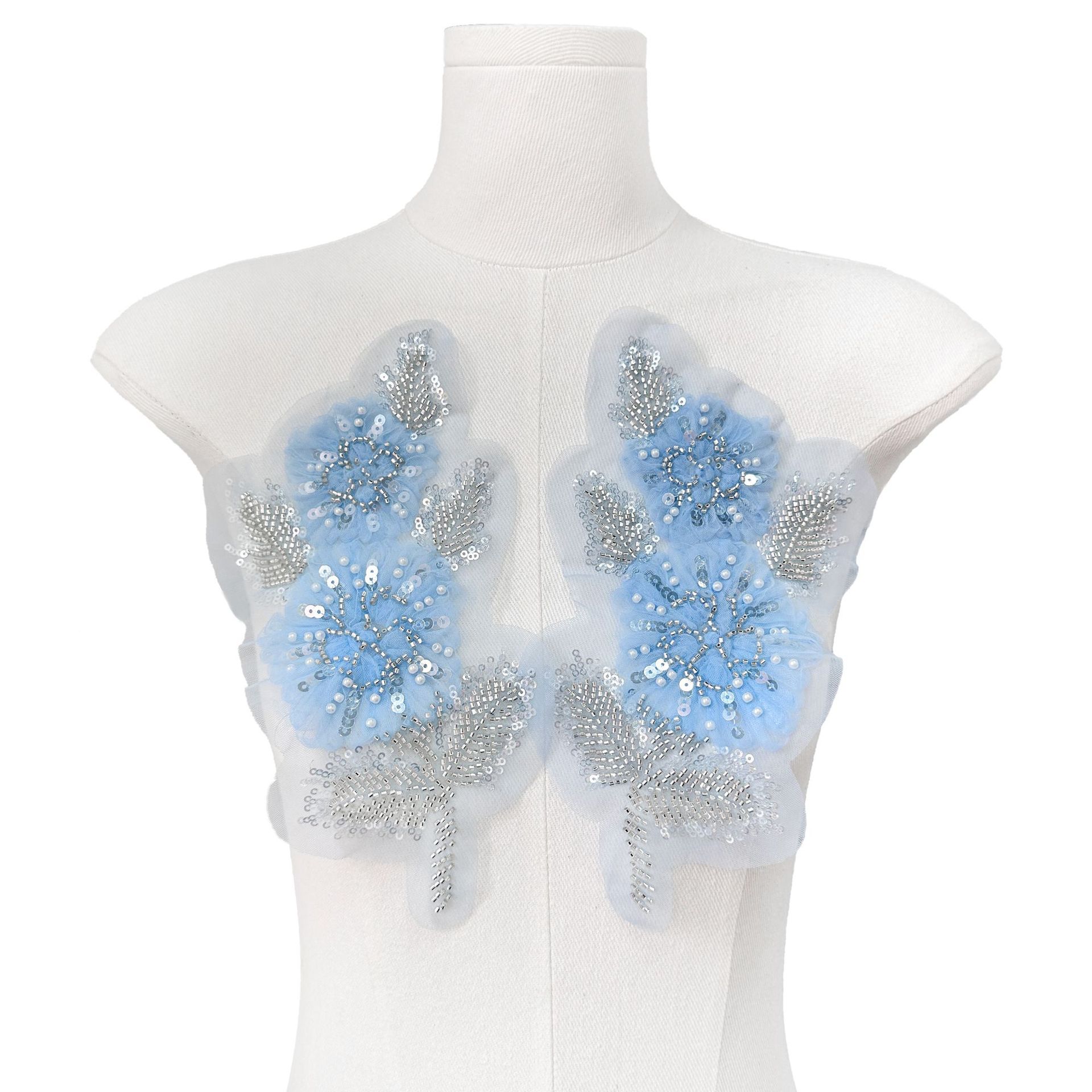 Nuevos clavos de cuentas de flores tridimensionales flor sequin de tela pegada flor de pecho vestido de boda accesorios DIY fábrica directa image 9