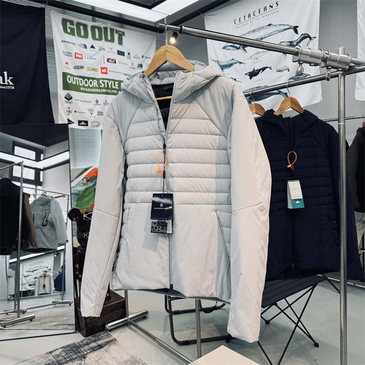 Ll Replacement! Water-Repellent Technical Cotton Mixed Filling Men's Sports Outdoor Lightweight Slim Hooded down Jacket