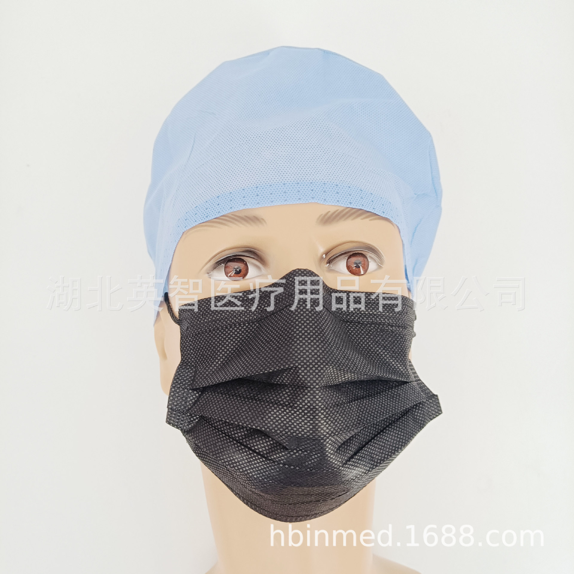 四层平面口罩 黑色全彩90bfe熔喷布Type IIR欧盟CE白名单工厂直销