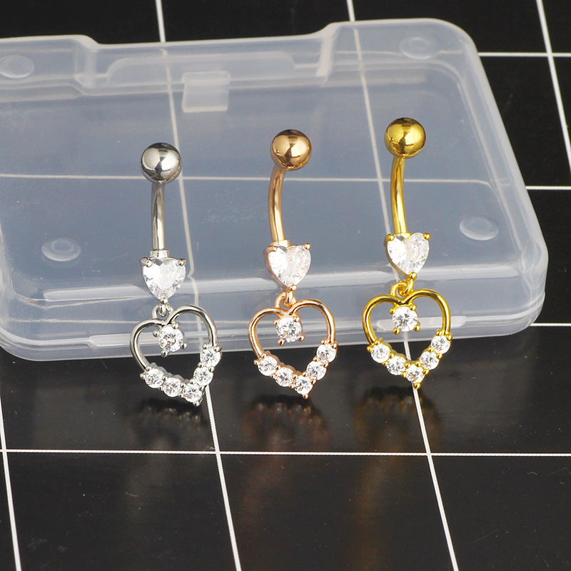 Ear Studs Classification Belly Rings Piercing Type 1 Piece Belly Rings Simple Style Classic Style Solid Color 304 Stainless Steel Inlay Zircon Belly Rings