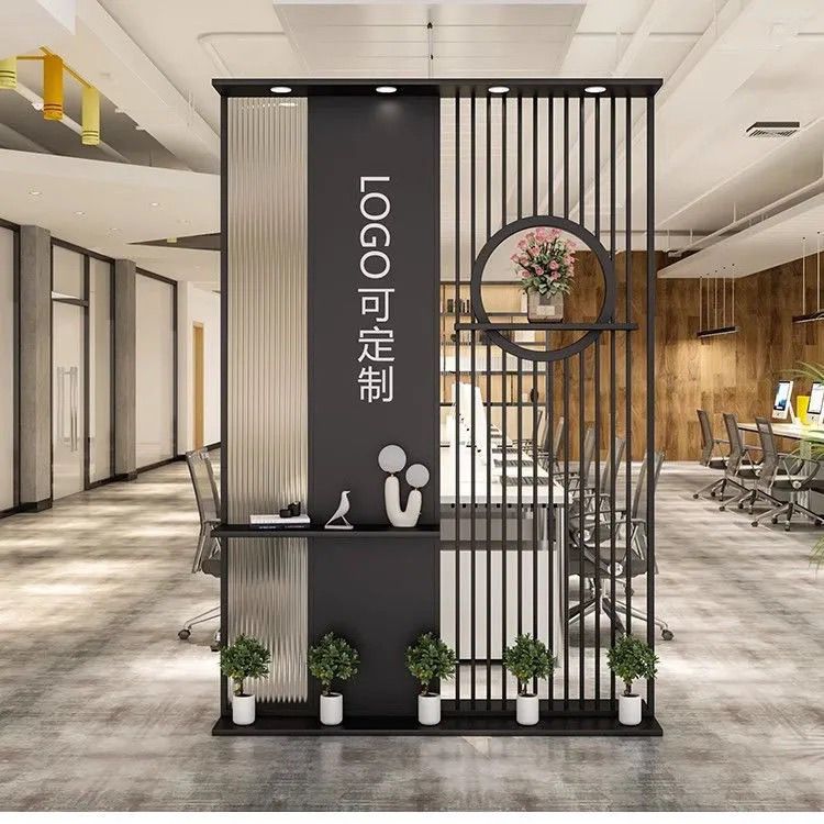 Office Company Screen Logo Entrance Background Wall Glass Partition Entrance Blocking Entrance Front Desk Image Wall Customization