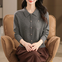 100纯羊毛女装翻领毛衣针织衫2025秋冬季新款时尚中年妈妈打底衫