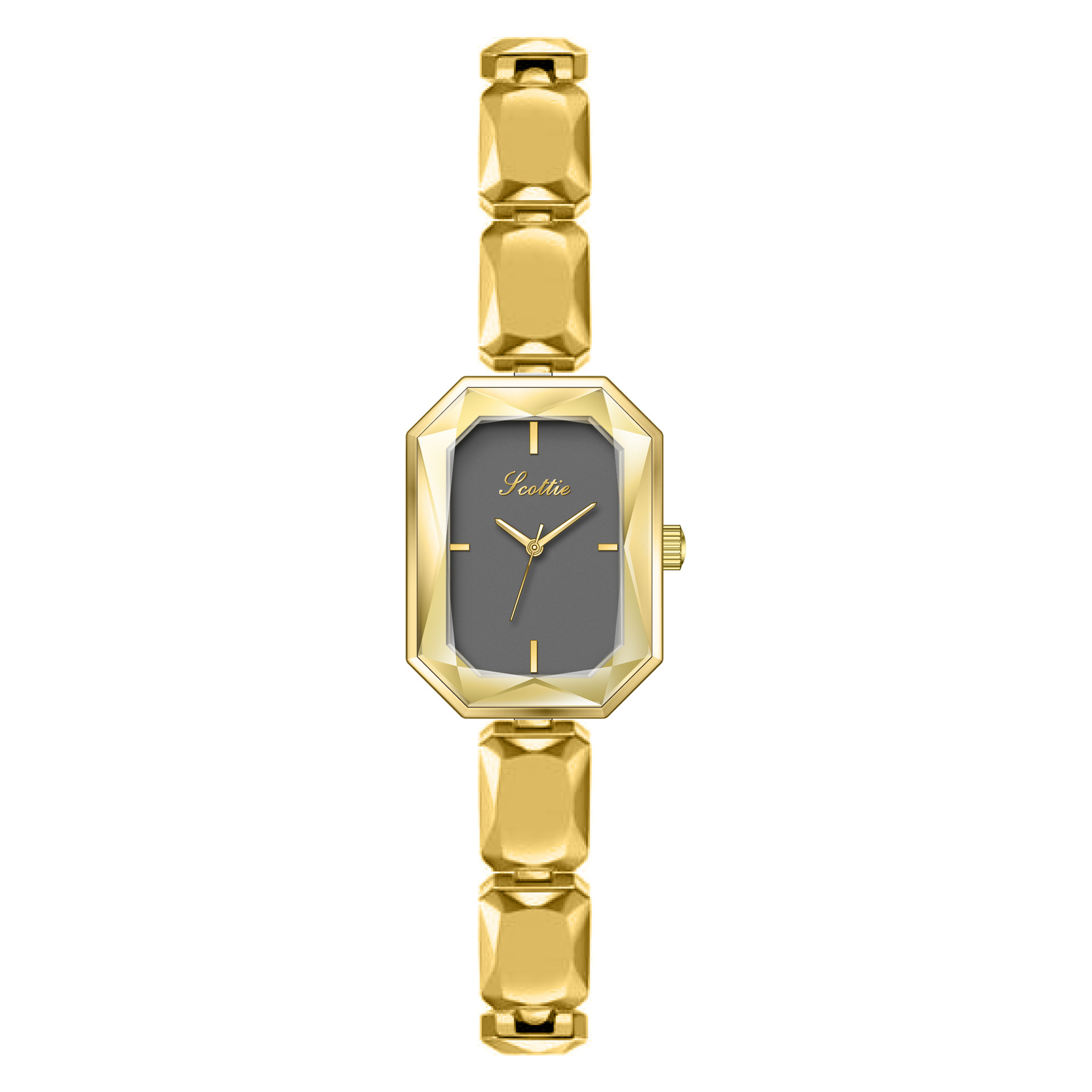 Scottie Shi Gaodi 9610H Damen-Armbanduhr mit Stahlband und Kette, klein, quadratisch, modische Perlenuhr_voghion.com