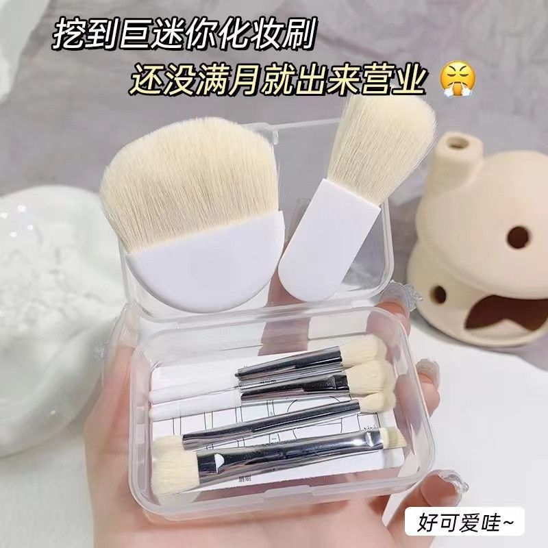 Juego de brochas de maquillaje de 6 piezas, mini brocha portátil de cerdas suaves para sombra de ojos, brocha para colorete, brocha para corrector, juego de brochas de maquillaje de viaje