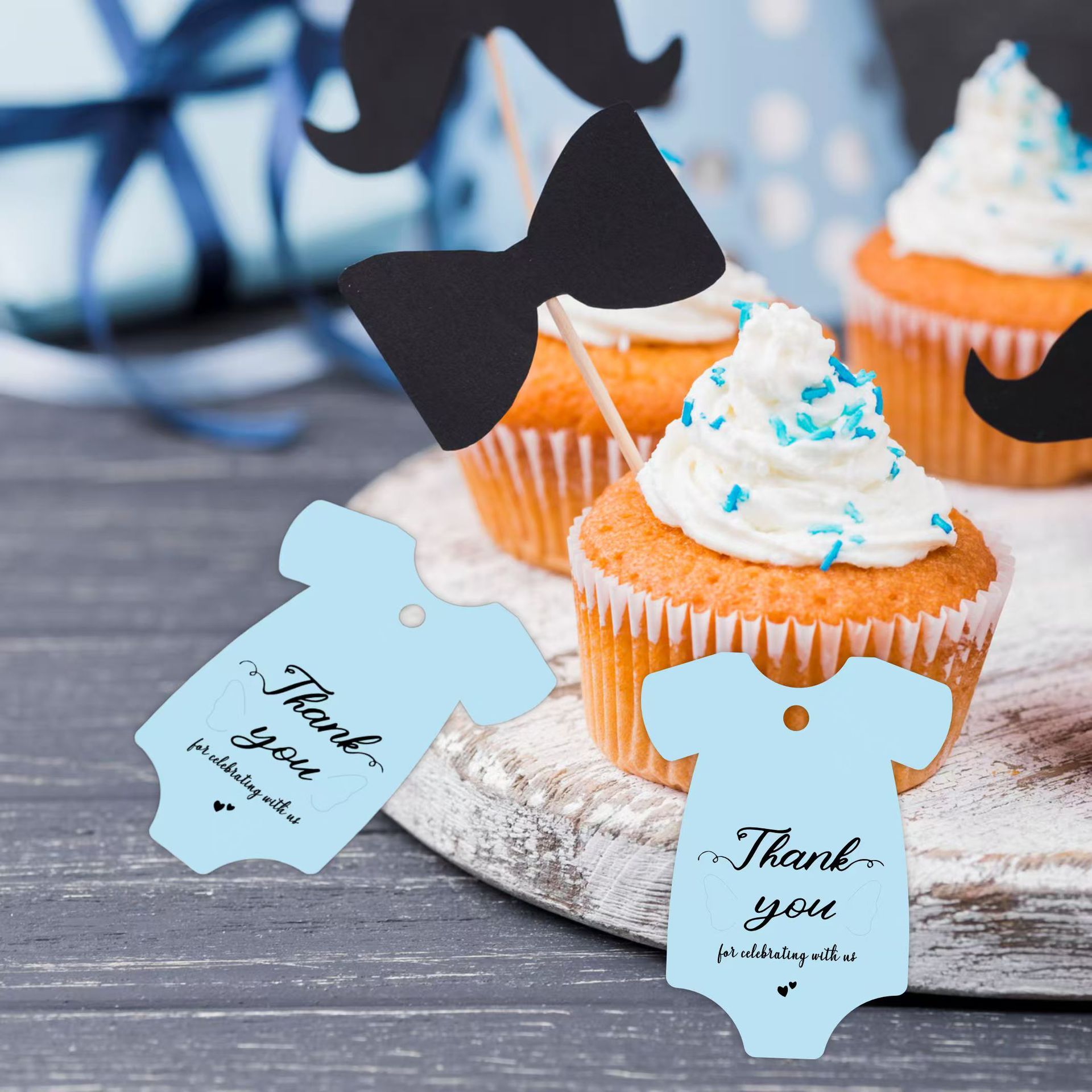 跨境亚马逊热销浅蓝色婴儿服饰款Thank You感谢牌 派对装饰挂饰