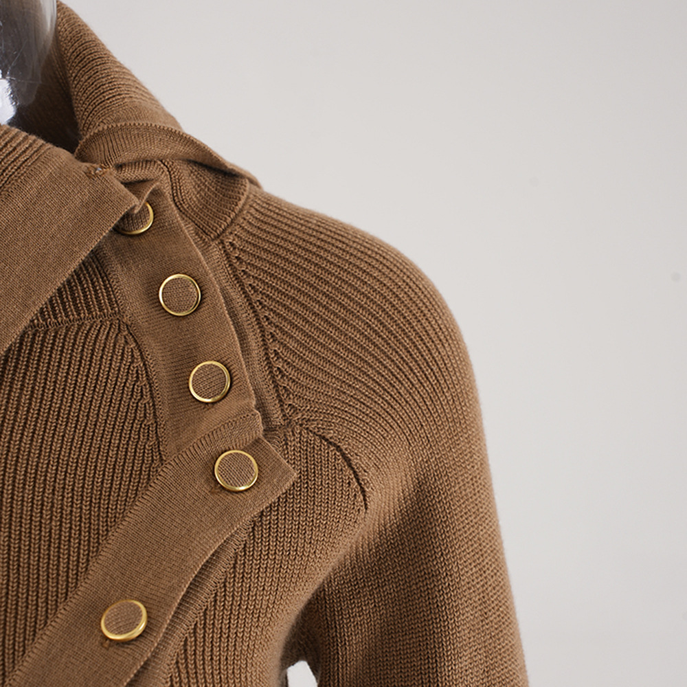 Women's Designer Knitted Sweater Slimming Pullover Knit Top_voghion.com