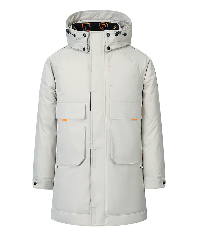 Piumino da uomo di media lunghezza ispessito nuova giacca di marca alla moda Abbigliamento da lavoro invernale per giovani Giacca in cotone con tasche grandi_voghion.com