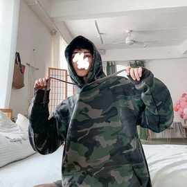 2024迷彩卫衣男秋季连帽外套士休闲夹克青年宽松工装上服一件代发