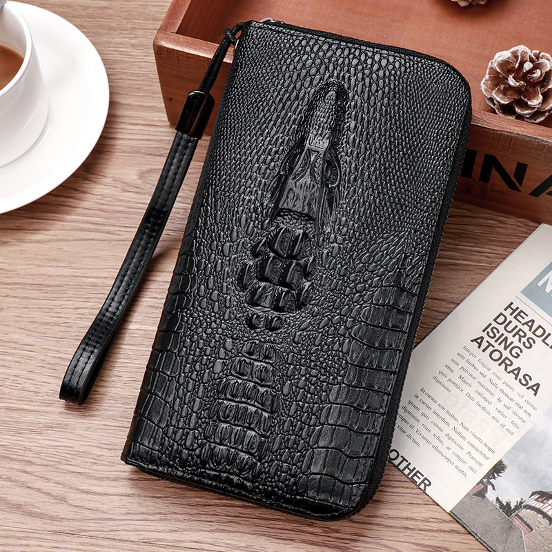 Trendy Brand Men's Long Zipper Clutch Bag Business Casual European and American Fashion Large Capacity Crocodile Pattern Multi-Card Wallet Trendy Brand Men's Long Zipper Clutch Bag Business Casual European and American Fashion Large Capacity Crocodile Pattern Multi-Card Wallet