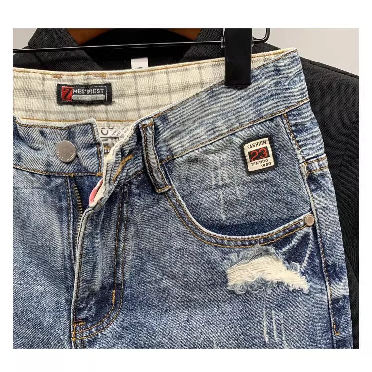 Men's Loose Fit Ripped Distressed Denim Shorts Summer Casual Retro Trendy Five Point Versatile_mkmklike.com
