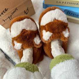 包跟棉鞋冬季新款卡通可爱小狐狸兔毛拖鞋室内居家保暖防滑家居