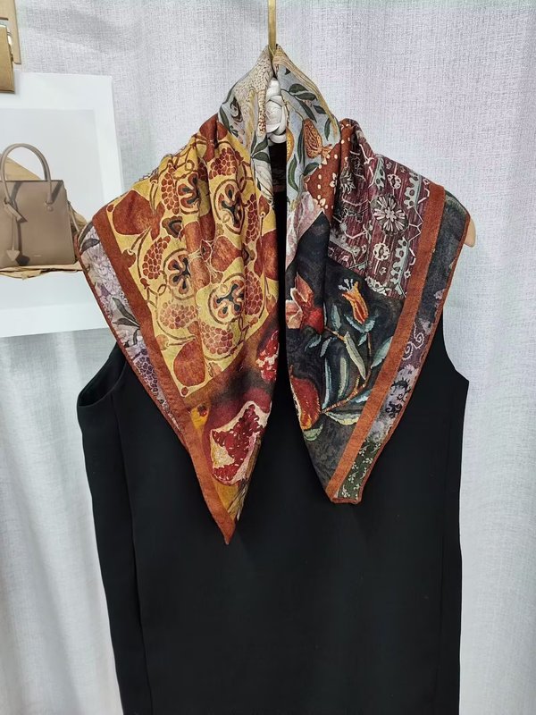双面印花68X68方巾丝巾法式领巾丝巾方巾装饰领巾绑发带多用丝巾|undefined