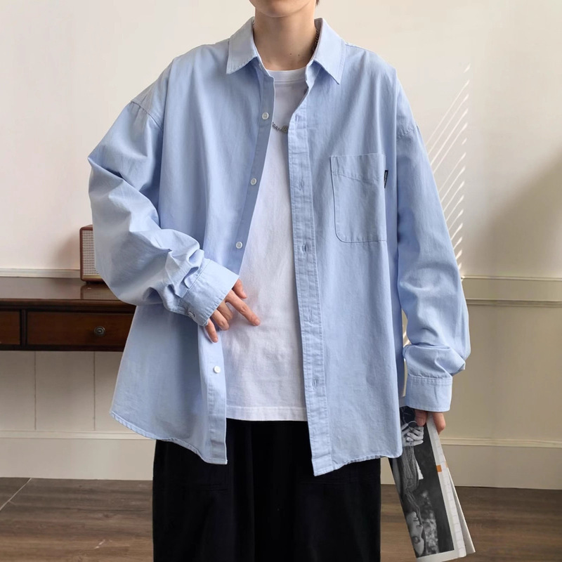 Hong Kong Style Plaid Shirt for Men, Handsome and High-End Long-Sleeved Shirt, Trendy Brand Japanese Style Inner Wear, Autumn Student Jacket