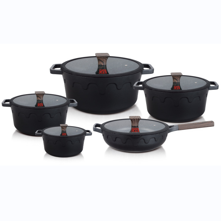 UCC LIFE Navidad 10 piezas set olla granito aluminio set cocina de arroz de mármol piedra olla de cocina