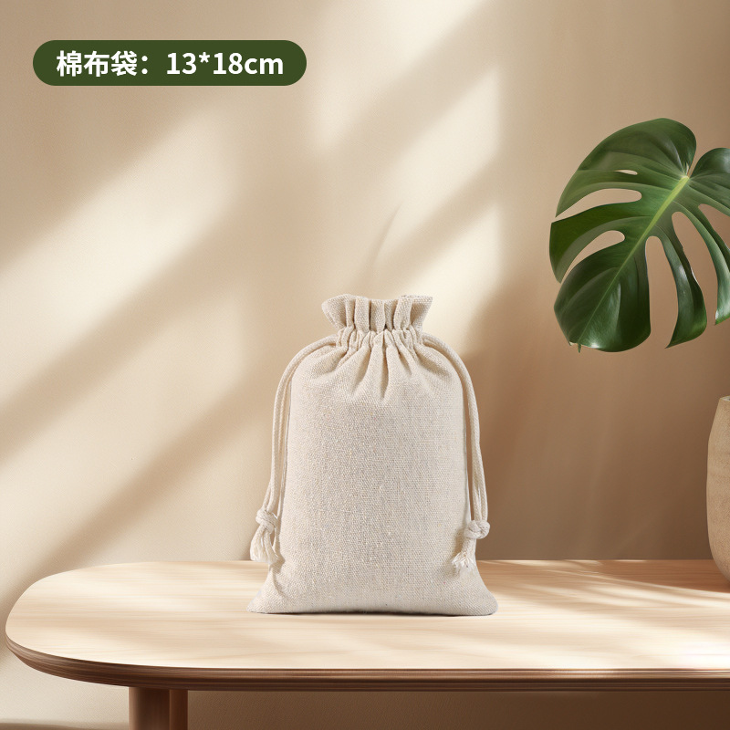 Bolsa de Almacenamiento con Cordón de Algodón, Bolsa de Lino con Cordón, Se Puede Imprimir con Logotipo, Bolsa de Tela Pequeña en Existencia