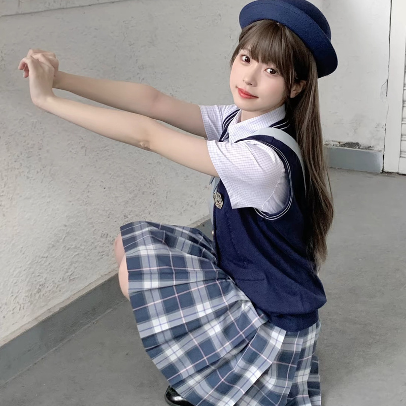 S2074 Japanese-Made Wool Fabric Jk Uniform Plaid Pleated Skirt Half Wool Fabric