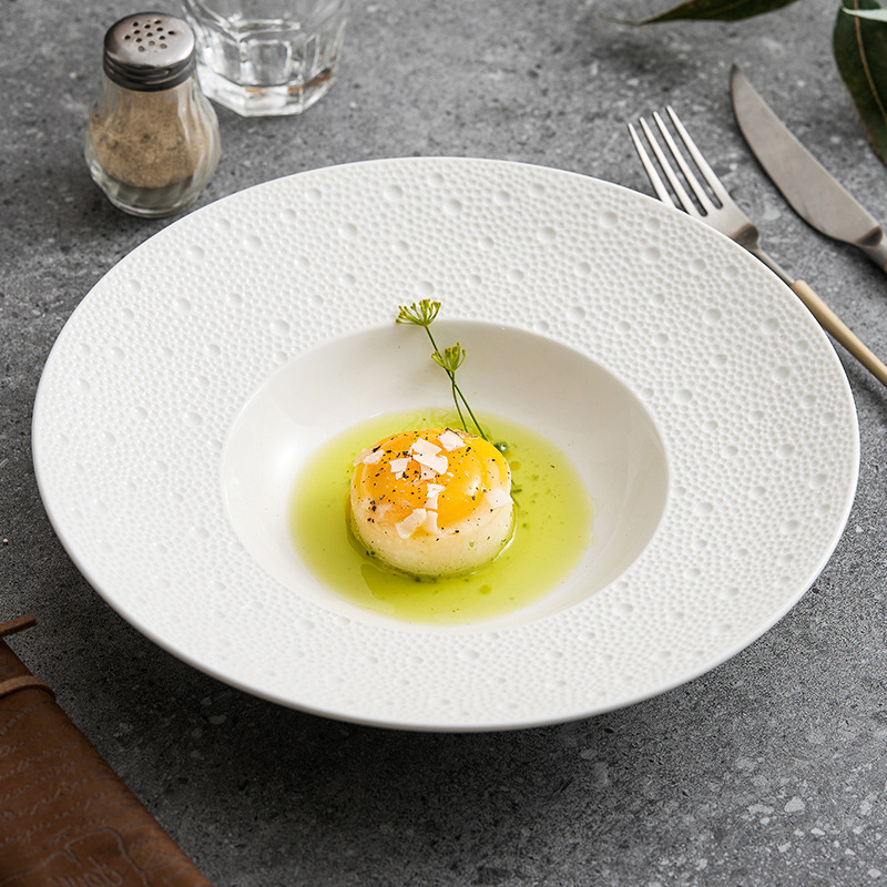 Starry straw hat bowl spaghetti plate hotel restaurant advanced tableware creative white porcelain thick soup bowl fruit salad bowl