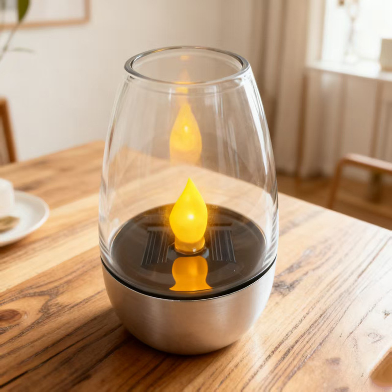 Cross-Border Solar Light Outdoor Courtyard Led Stainless Steel Candle Light Lawn Deck Wine Glass Night Light Halloween Light