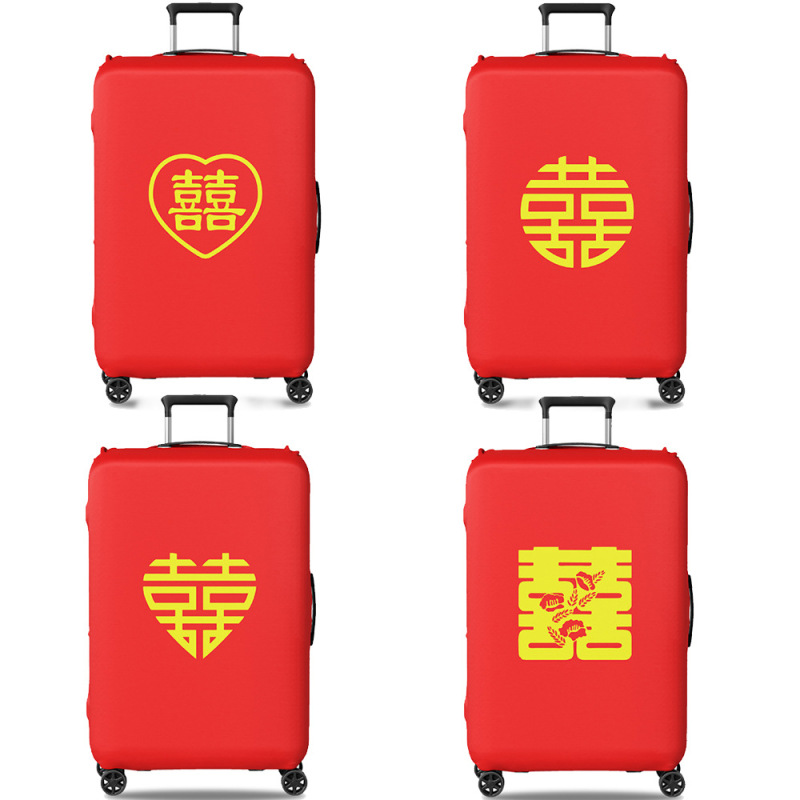 Luggage cover in wedding red, elastic and thickened dust cover, suitcase outer cover, bridal dowry