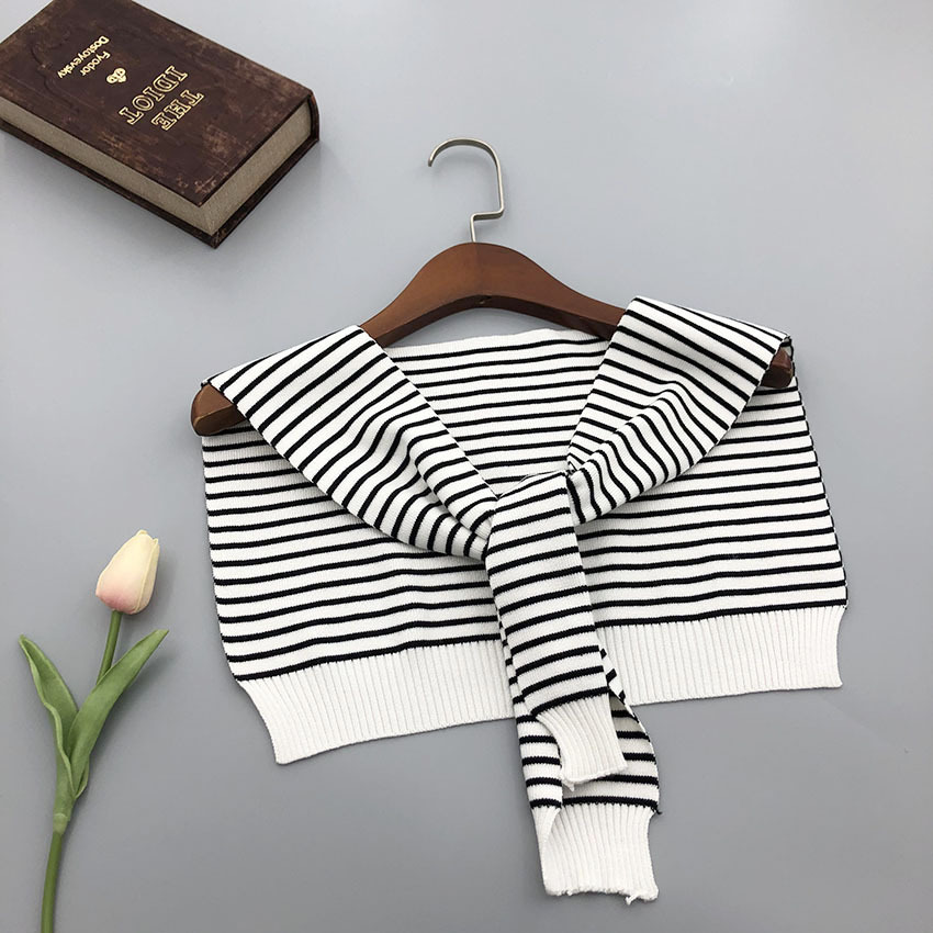 1 piece three-color striped academic style wool small shawl air conditioner windproof decoration all-match cross-border direct supply shawl fake collar