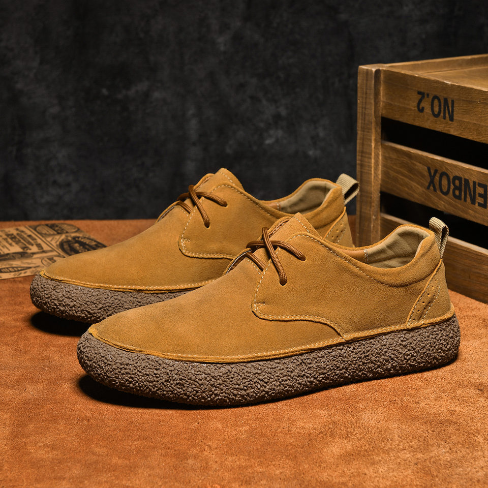 Giày sneaker nam cổ thấp da lộn phối lưới, đế dày — 2307 ren màu xám, 2307 ren nâu, 2307 ren đen, ren 2307m màu