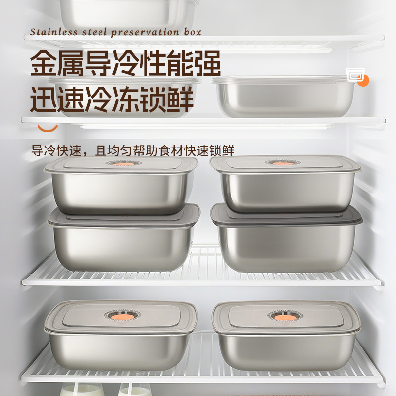 ステンレス製鮮度保持弁当箱、家庭用冷蔵庫専用密閉箱、冷凍庫収納箱、蓋付き弁当箱|undefined