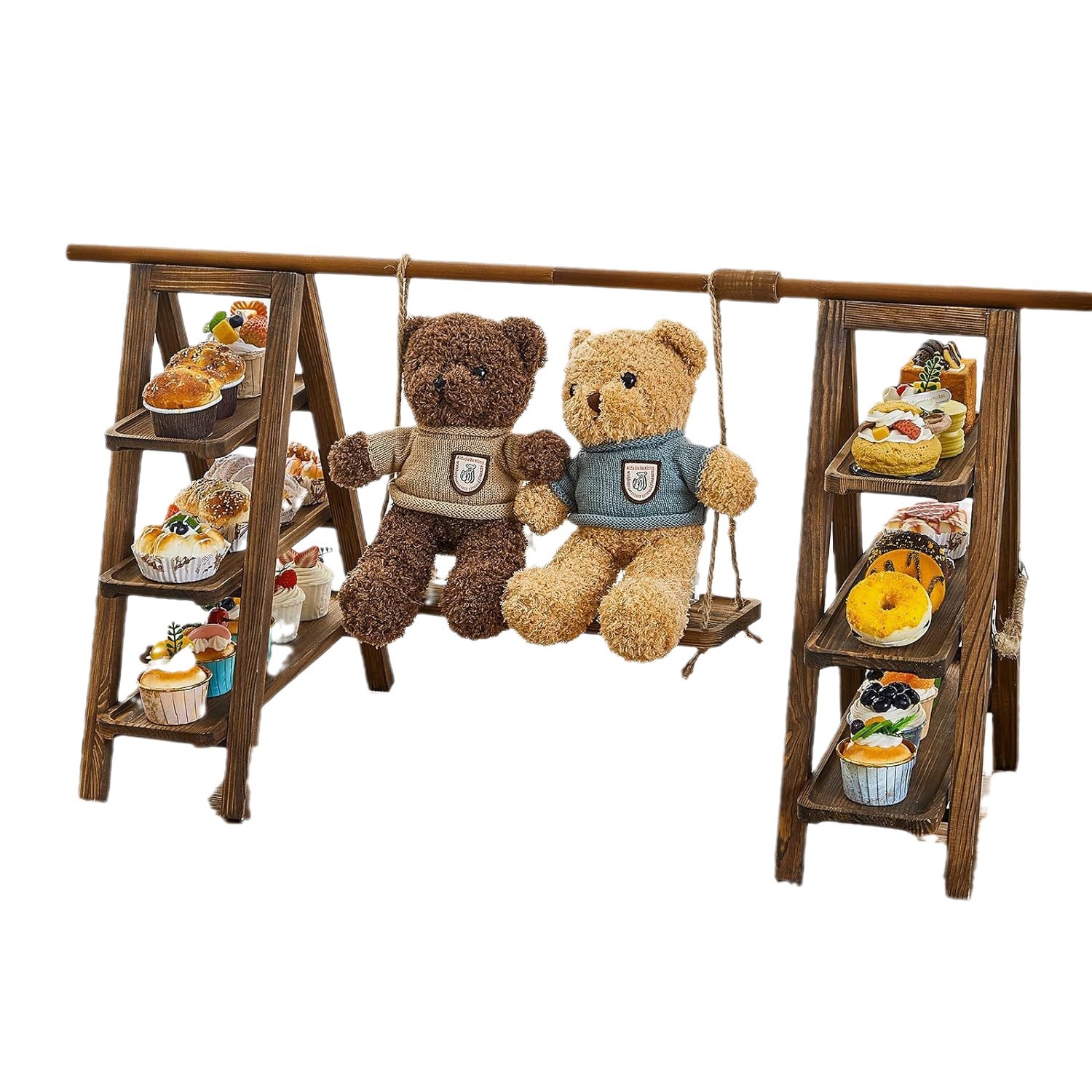 Taza de papel de madera, soporte para pasteles, soporte para exhibición de cupcakes de madera, soporte para exhibición de madera de escritorio, suministro directo de fábrica