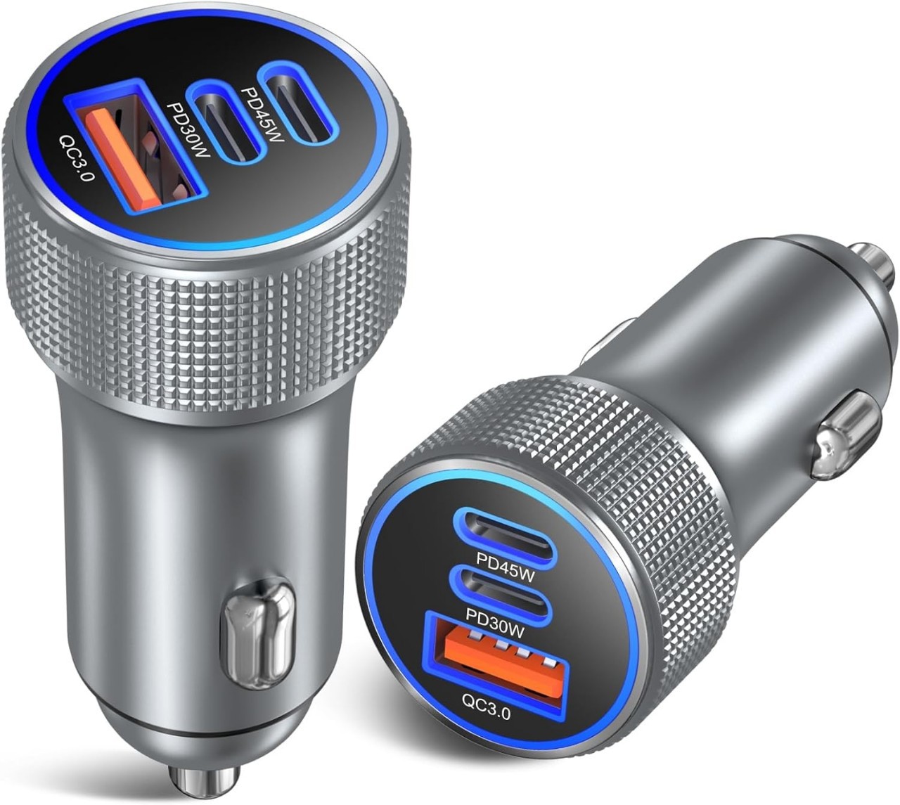 Cross-Border Embossed Aluminum Alloy Car Charger Threaded Car Charger Pd30W Car Mobile Phone Charger Car Charging