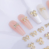 Three dimensional metal nail decoration with bow, Japanese decorations, accessory for nails for manicure, wholesale