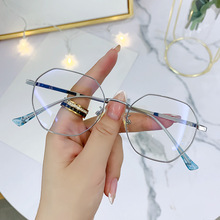 新款多边形防蓝光眼镜男复古八角形金属框平光镜近视成品眼镜框架
