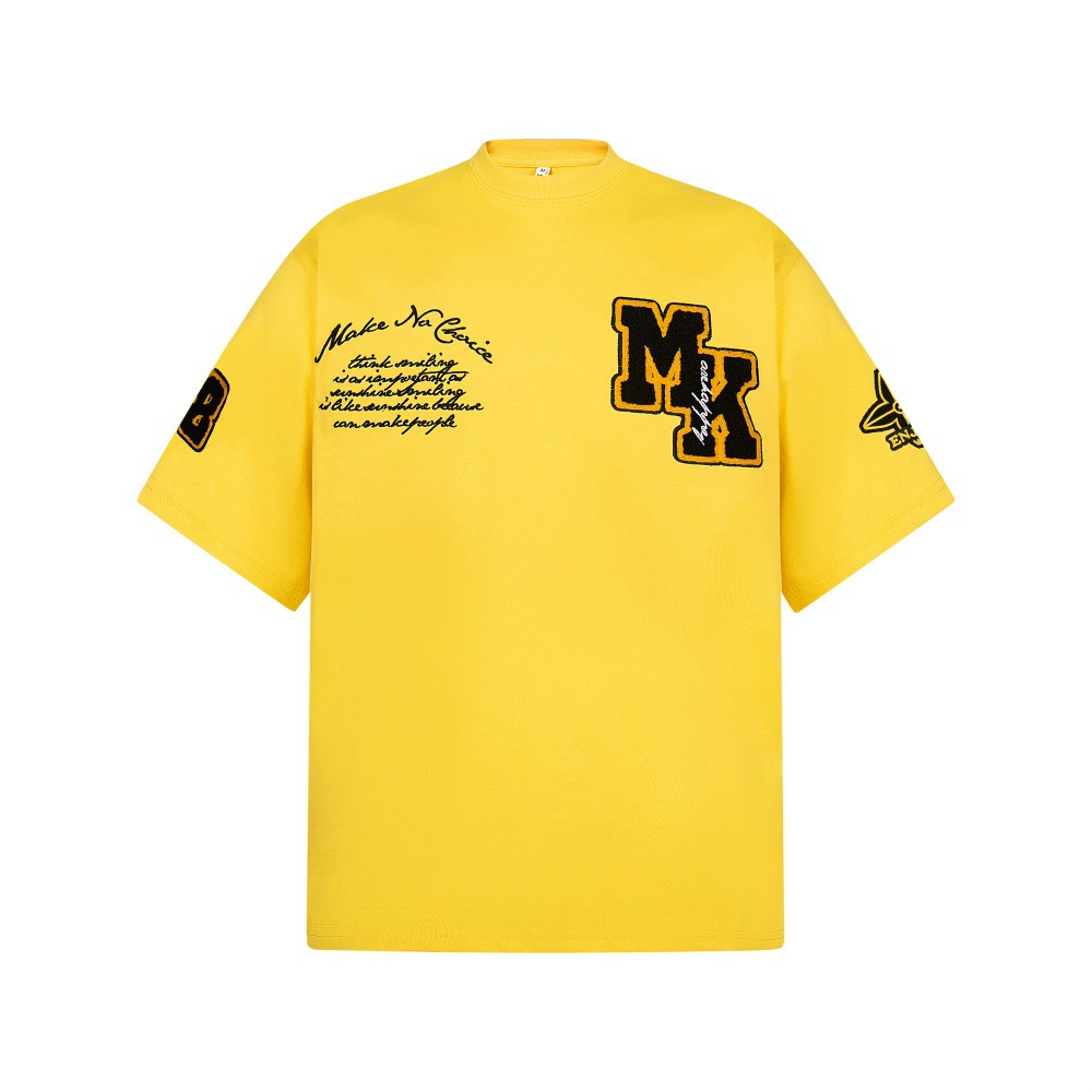Tide, velvet cotton short sleeve T-shirt for leisure, American style, with embroidery, with short sleeve, round collar