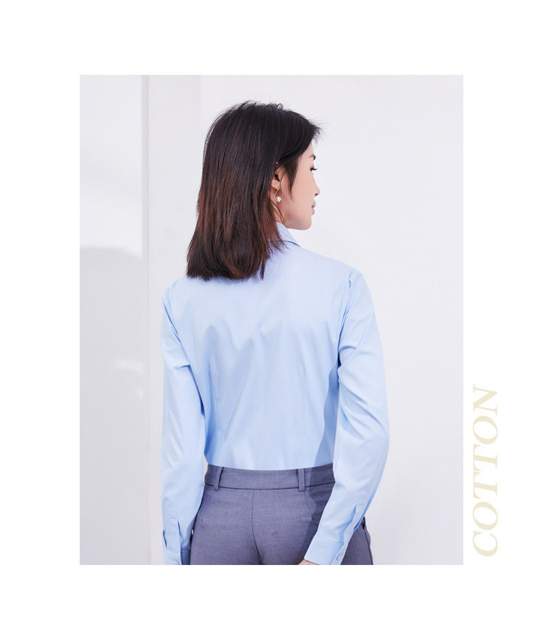 Áo sơ mi nữ công sở dài tay dáng ôm, vải cotton pha chải kỹ, cổ chữ V hoặc cổ vuông — Trắng - Cổ chữ V - Tay dài, Trắng - Cổ chữ V - Tay ngắn, Trắng - Cổ vuông - Dài tay, Trắng - Cổ vuông - Tay ngắn chi tiết 15