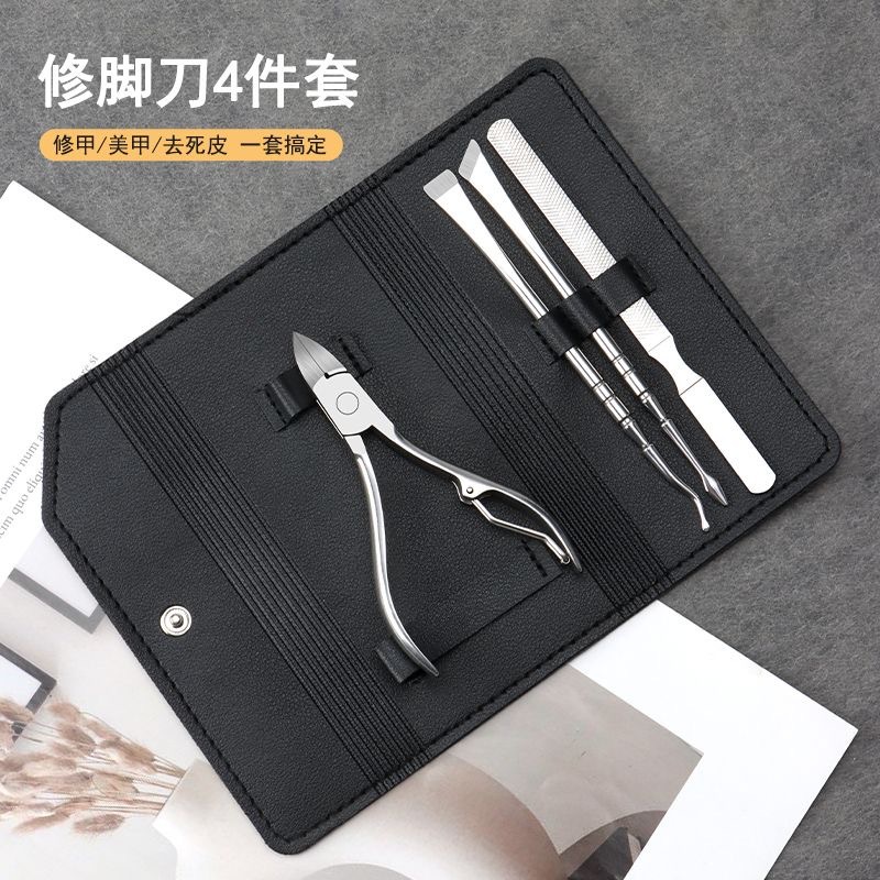 Nuevo juego de cortaúñas semi-negras de gama alta transfronterizo alemán juego completo de 7-24 piezas de herramientas de uñas de acero inoxidable en stock