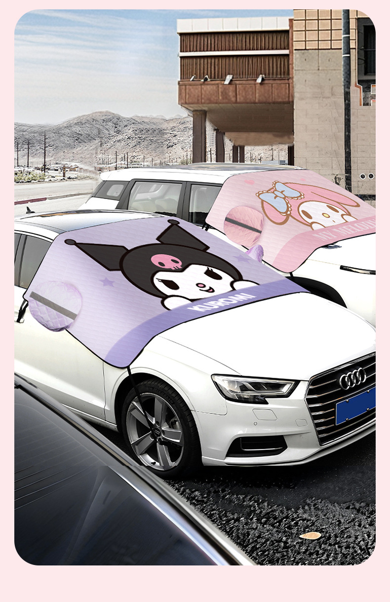 Sanrio Snow Cover for Car Windshield, Anti-Freeze Cover, Anti-Snow Cover, Winter Thickened Car Cover, Windshield Snow Cover