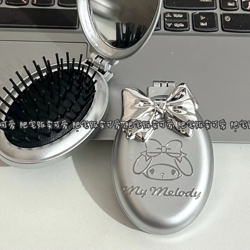新しい漫画サンリオ diy ポータブル折りたたみエアバッグコームキティ猫ポータブル化粧鏡デュアル目的オールインワンミラーコーム|undefined