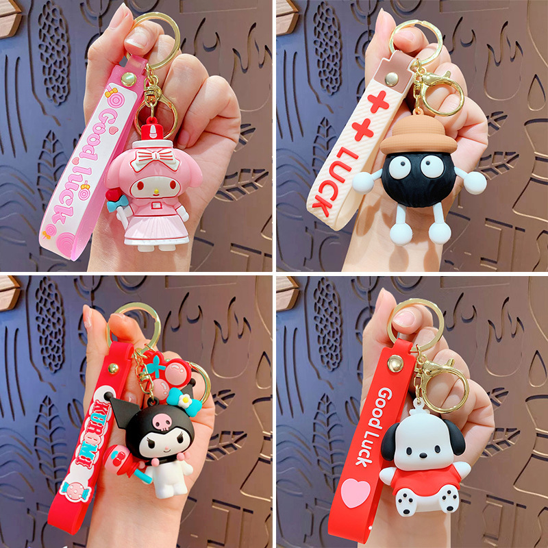 Cartoon glue drop doll key chain pendant female creative couple car school bag key chain pendant small gift wholesale