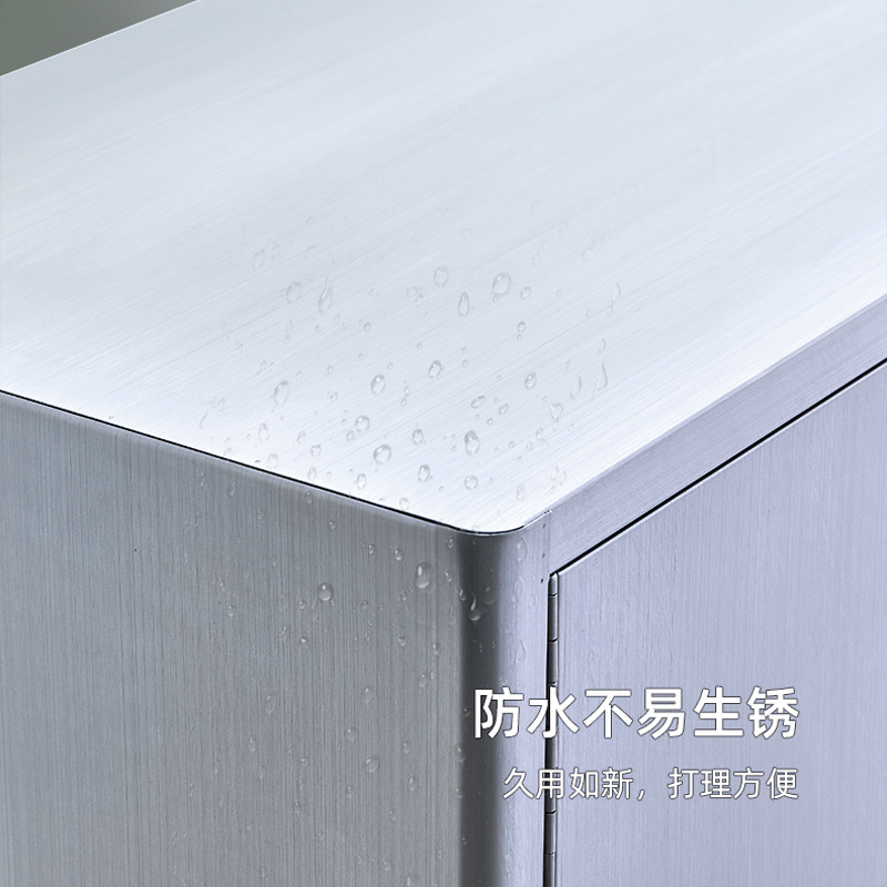 Home kitchen all stainless steel sideboard cupboard cupboard storage storage floor-standing multi-layer storage cabinet with pulleys