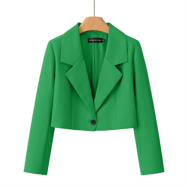 Short Green Jacket for Women, Petite Korean-Style Blazer, Spring and Autumn Outfit, Office Goddess Style Jacket, Foreign Trade Women's Suit Short Green Jacket for Women, Petite Korean-Style Blazer, Spring and Autumn Outfit, Office Goddess Style Jacket, Foreign Trade Women's Suit
