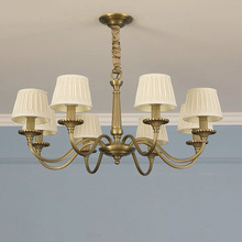 美式简约客厅灯 现代大气创意轻奢餐厅卧室欧式田园复古全铜吊灯