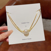 Universal fashionable necklace stainless steel from pearl, small design sweater, chain for key bag , trend of season