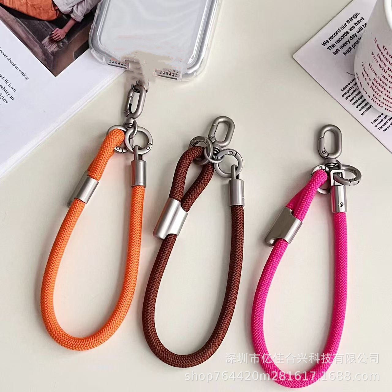 Correa de Muñeca para Celular de Poliéster y Metal, Ajustable, Anti-pérdida, Con Clip image 4