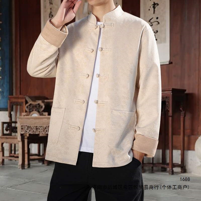 Spring and Autumn New Chinese Style Tang Suit, New Chinese Style Buttoned Jacket, Ethnic Pattern Men's Jacket, National Trend Men's Outerwear