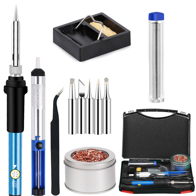 跨境新品调温电烙铁套装 欧规美规烙铁工具箱12件套焊接维修套装