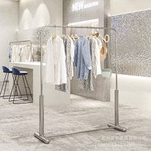 服装店展示架不锈钢男女装店落地式加粗挂衣架中岛架陈列道具货架