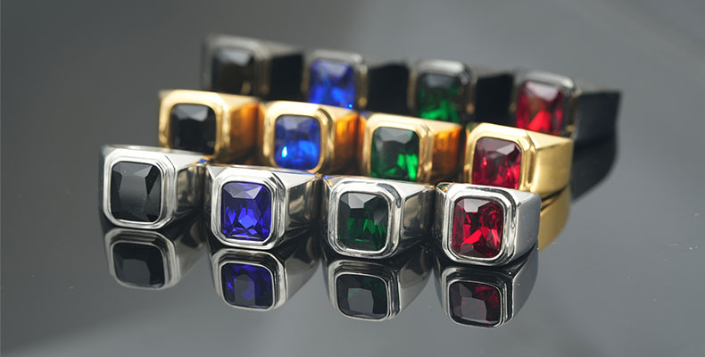 Retro Punk Geometric Titanium Steel Plating Men's Rings Men Band Rings display picture 1